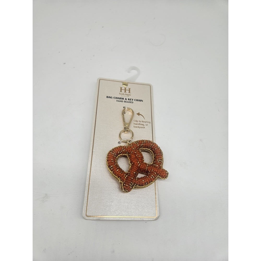 Haute Hippie Bag Charm Key Chain, Pretzel Beaded, NEW